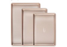 Pacote com 3 conjunto de assadeira antiaderente meia/rolo de geléia/quarto bandeja de cozimento champanhe comprar usado  Enviando para Brazil