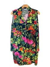 Conjunto de saia lápis Clio tamanho 10 vintage preta vibrante orquídea tropical botão superior comprar usado  Enviando para Brazil