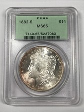 Usado, 1882-S MORGAN DÓLAR PRATA PCGS OGH ETIQUETA VERDE MS65 7EHA25 comprar usado  Enviando para Brazil