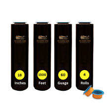18" x 1500' calibre 60 4 rolos envoltório de paletes filme elástico envoltório retrátil à mão preto NOVO comprar usado  Enviando para Brazil