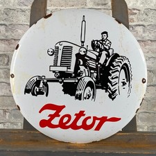 ZETOR Emaliowany znak ø 16,1" (41cm) Vintage Rzadki Porcelana gospodarska Unikalne oznakowanie ścienne na sprzedaż  Wysyłka do Poland