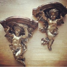 Pair reproduction cherub for sale  LONDON