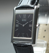 Tanque masculino romano preto quartzo [quase perfeito] Citizen Stiletto Eco-Drive G820-T001898 comprar usado  Enviando para Brazil