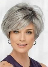 Peruca Hot StyleHot Sell nova moda feminina curta cinza reta natural perucas cabelo, usado comprar usado  Enviando para Brazil