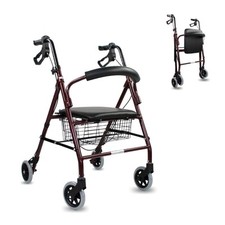 Mobiclinic Escorial składane krzesło balkonowe, 4 koła, aluminium, bordaux, maks. 110  na sprzedaż  PL