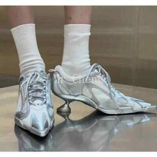 Tênis Salto Estranho Sapatos Malha Cadarço Sapatos Punk Femininos Bombas Moda Tênis comprar usado  Enviando para Brazil