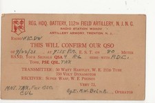1931 W3AOV REG. HDQ. Bateria 112th Field Artillery N.J.N.G.  Cartão postal de rádio QSL comprar usado  Enviando para Brazil