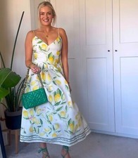 H&M: Vestido de tiras branco/limão: 1278036003: TODOS OS TAMANHOS comprar usado  Enviando para Brazil