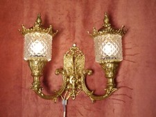 Usado, abajur de parede fino formato antigo arandelas bronze dourado 2 luzes vasos de vidro 3x comprar usado  Enviando para Brazil