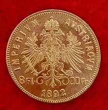 OURO AUSTRO-HÚNGARO 1892 20 FRANCOS/8 FLORINS comprar usado OURO AUSTRO-HÚNGARO 1892 20 FRANCOS/8 FLORINS comprar usado  Enviando para Brazil
