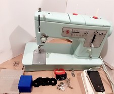 Máquina de costura vintage SINGER turquesa modelo 338 com acessórios comprar usado  Enviando para Brazil