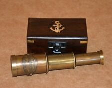 Antigo telescópio vintage marítimo latão 6" azul marinho real vidro espião com caixa de madeira, usado comprar usado  Enviando para Brazil