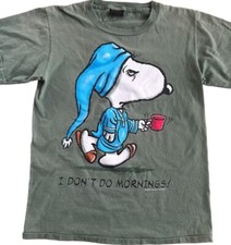 Usado, Camiseta Vintage Peanuts Snoopy I Don’t Do Mornings Changes Med Ponto Único Parte Inferior comprar usado  Enviando para Brazil