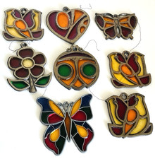 Lote vintage de 8 apanhadores de sol vitral flor borboleta, usado comprar usado  Enviando para Brazil
