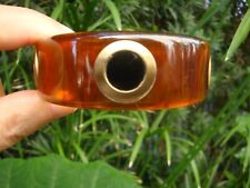 Usado, Pulseira de vigia vintage de baquelite de 1 pol.! Âmbar com ilhós de latão e pontos pretos! comprar usado  Enviando para Brazil