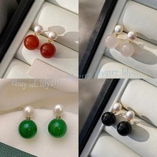 Usado, Brincos pendurados de contas de pedra preciosa redondas de jade natural 7-8 mm pérola branca 10 mm comprar usado Usado, Brincos pendurados de contas de pedra preciosa redondas de jade natural 7-8 mm pérola branca 10 mm comprar usado  Enviando para Brazil