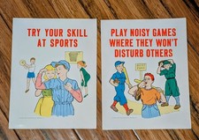 2 pôsteres de parede esportivos vintage da década de 1950 com estampa de arte escolar Hayes comprar usado  Enviando para Brazil