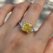 Anel de noivado de ouro branco real 14K com safira amarela natural e diamante 5,00 quilates comprar usado  Enviando para Brazil