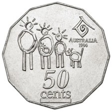 Usado, 1994 MOEDA AUSTRALIANA DE 50 CENTAVOS | ANO DA FAMÍLIA | DATA ESTREITA | CIRCULADA comprar usado  Enviando para Brazil