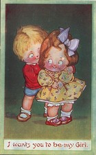 Używany, Antyczna pocztówka Kute Kiddies seria nr 609 Mała dziewczynka n Boy Inter-Art Co. na sprzedaż  Wysyłka do Poland