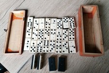 Ancien Jeu De Domino En Os Et Ébène Complet Dans Boîte En Bois Collection  comprar usado  Enviando para Brazil