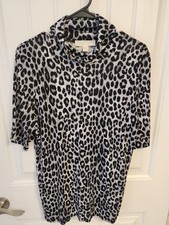 Michael Kors 1X estampa de leopardo chita preto-branco gola alta pescoço simulado.   (PT3), usado comprar usado  Enviando para Brazil