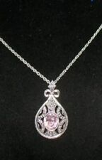 Collar de cadena de cuerda vintage tono plata con colgante de lágrima Fleur Di Lis , usado segunda mano  Embacar hacia Argentina