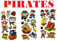 Adesivos PIRATAS 🏴‍☠️ menino fragata tubarão jangada bomba punhal piasters peito dourado comprar usado  Enviando para Brazil