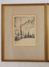 Usado, Gravura emoldurada original Lyman Byxbe intitulada Ranger's Cabin e assinada @ 1938 comprar usado  Enviando para Brazil