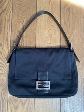 Używany, Authentic Fendi Mamma Baguette Black Canvas Shoulder Bag na sprzedaż  PL