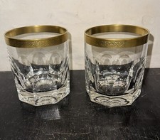 Usado, Par de copos de uísque vintage de cristal tamanho grande com decoração de cinto aro dourado comprar usado  Enviando para Brazil