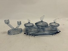 Conjunto de penteadeira vintage de vidro azul art déco, usado comprar usado  Enviando para Brazil