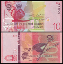 Santo Tomé y Príncipe Santo Tomás y Príncipe 10 Dobras 2020 P 77 UNC NUEVO Billete segunda mano  Embacar hacia Mexico