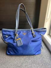 Bolsa tote de couro Prada Re-Nylon e Saffiano azul, usado comprar usado  Enviando para Brazil