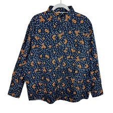Camisa Dakota nova sem etiquetas azul marinho laranja floral manga longa colarinho botão para cima tamanho XL comprar usado  Enviando para Brazil