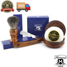 Juego de cepillos de afeitar para hombre, tazón de afeitar recto con garganta cortada y jabón kit de afeitado de madera segunda mano  Embacar hacia Mexico