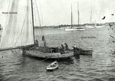 Foto negativa de vidro vintage 1900s Great South Bay barco de pesca carregado #9 comprar usado  Enviando para Brazil
