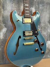 Usado, Guitarra elétrica azul metálica semi-oca furos F e bloco de sustentação de mogno comprar usado  Enviando para Brazil