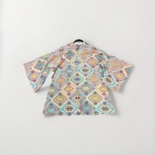 Casa estilo La Vie bordada multicolorida geométrica mistura de linho caftan tamanho único comprar usado  Enviando para Brazil