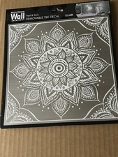Lote de 12 decalques removíveis de azulejos de parede Mandala branca/prata 8x8 Peel & Stick comprar usado  Enviando para Brazil