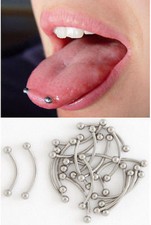 10 piezas perforantes de lengua ojos de serpiente barras curvas de acero quirúrgico 316 L, 14 g o 16 g segunda mano  Embacar hacia Mexico