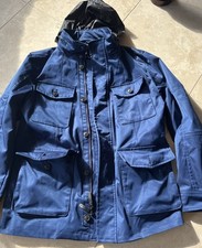 BANANA REPUBLIC Médio M Azul Zíper Completo Capuz Sistema Modular Jaqueta Botões comprar usado  Enviando para Brazil