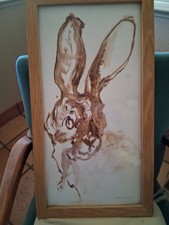 Alert rabbit watercolor for sale  Soledad