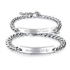 2pcs Couples Stainless Steel "My sun and stars"Moon of my life" Bracelet Chain comprar usado  Enviando para Brazil