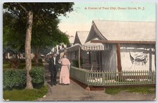 Cartão postal NJ Ocean Grove Nova Jersey um canto de barraca tendas cidade casal B114 comprar usado  Enviando para Brazil