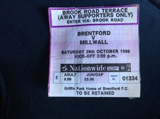Ticket brentford millwall for sale  SUTTON