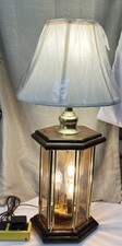 Luminária de mesa hexagonal vintage moderna de vidro âmbar madeira de carvalho luzes de 3 vias comprar usado  Enviando para Brazil