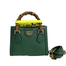 GUCCI Diana Mini Bolsa Tote de Ombro Bambu Couro Verde【Frete em 1 dia】 comprar usado  Enviando para Brazil