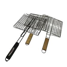 Usado, Conjunto de cesta para churrasqueira aço inoxidável com alça suporte para carne de peixe 3 peças comprar usado  Enviando para Brazil
