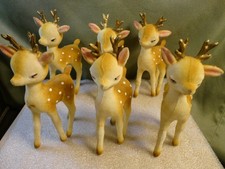 6 ORNAMENTOS VINTAGE DE VEADO DE PLÁSTICO MACIO FLOCADO DO JAPÃO 6" comprar usado  Enviando para Brazil
